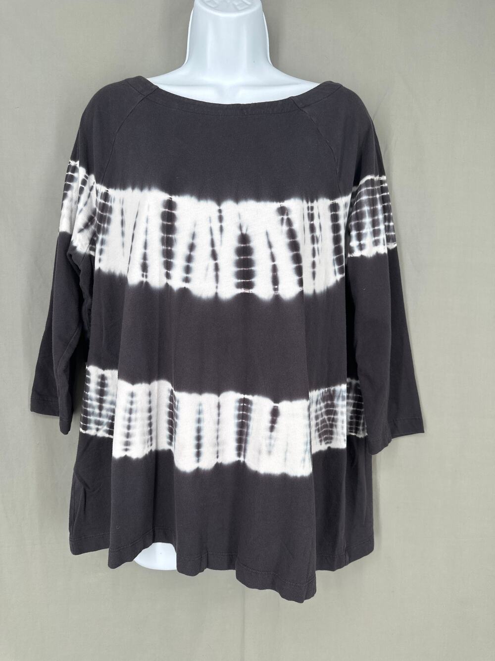 J Jill Top Women Medium Gray Tie Dye Boho Bohemian Beachy Flowy Tunic Organic